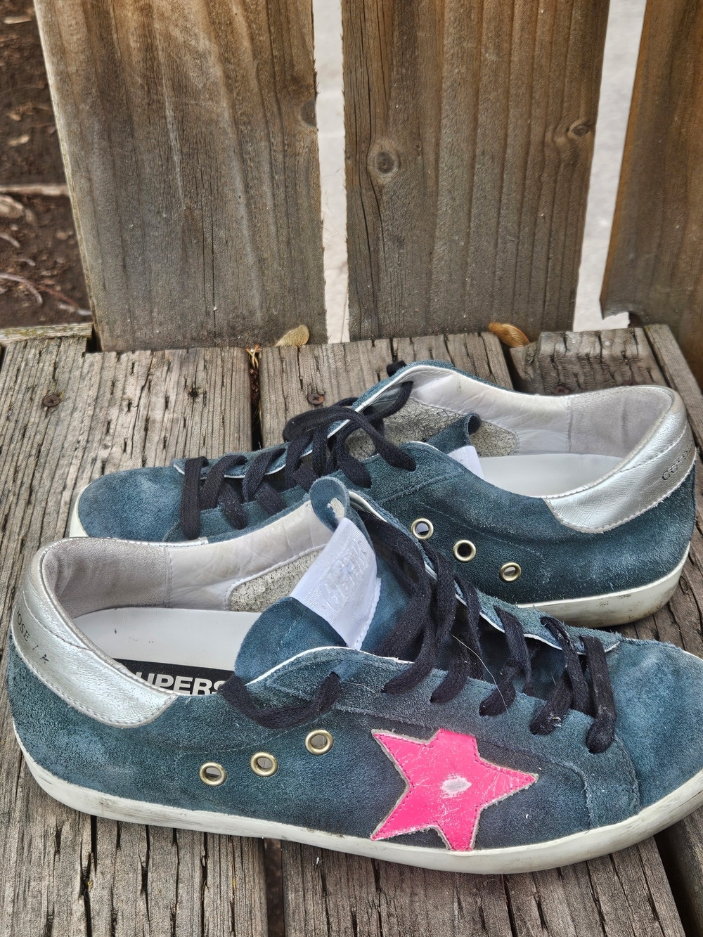 Golden Goose Superstar Sneakers - Petrol Suede/Fuchsia Fluo - NEW / Discontinued